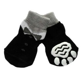 4 Pcs Cute Puppy  Socks Knitted Pet Socks Dog Paw Protection Poodle Teddy Socks, Black Suit