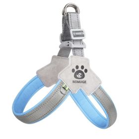 Pet Dog  Harness, Pet Harness With Leash Set, Adjustable Puppy Harness Comfortable Reflective Easy Control Dog With Leather Leash,.No-Pull No Ch (Option: Blue-S)